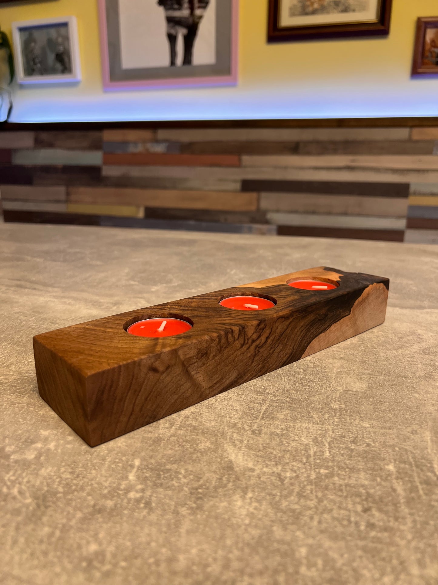 Walnut Tea Light Candle Holder