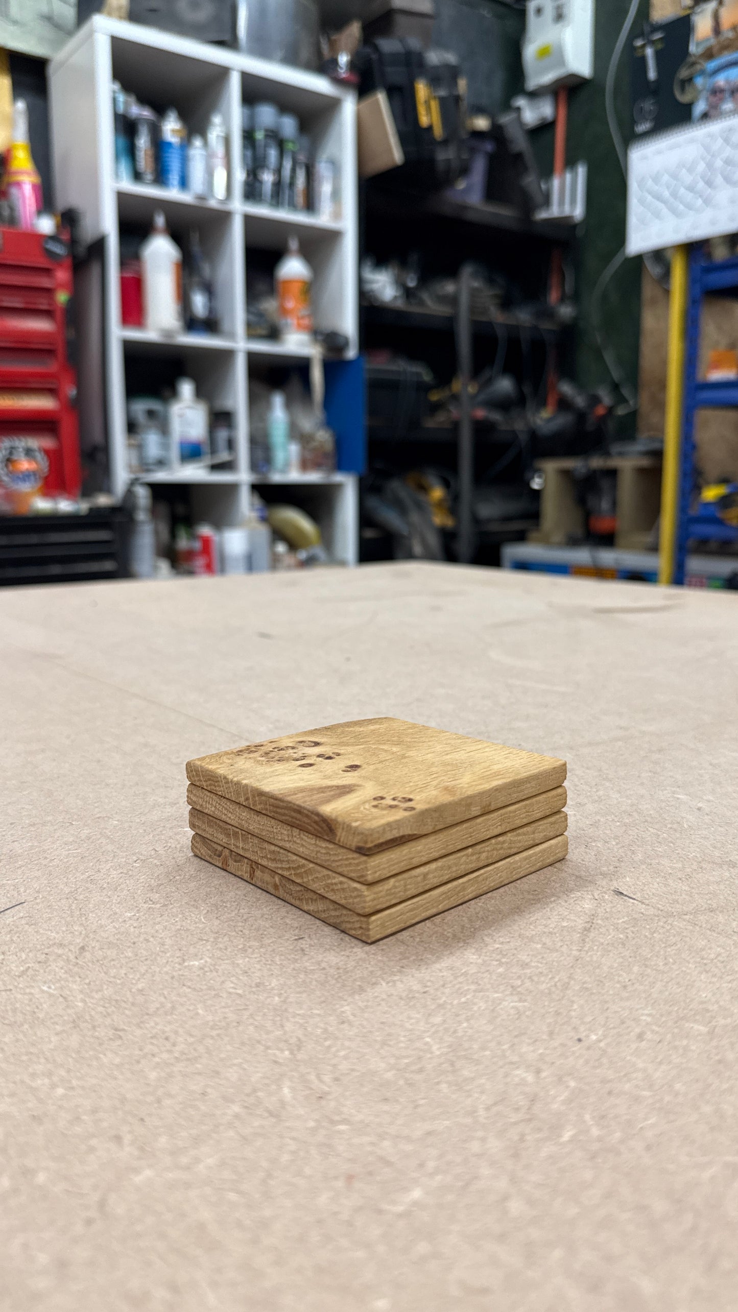 Solid Oak Slim Coasters x4