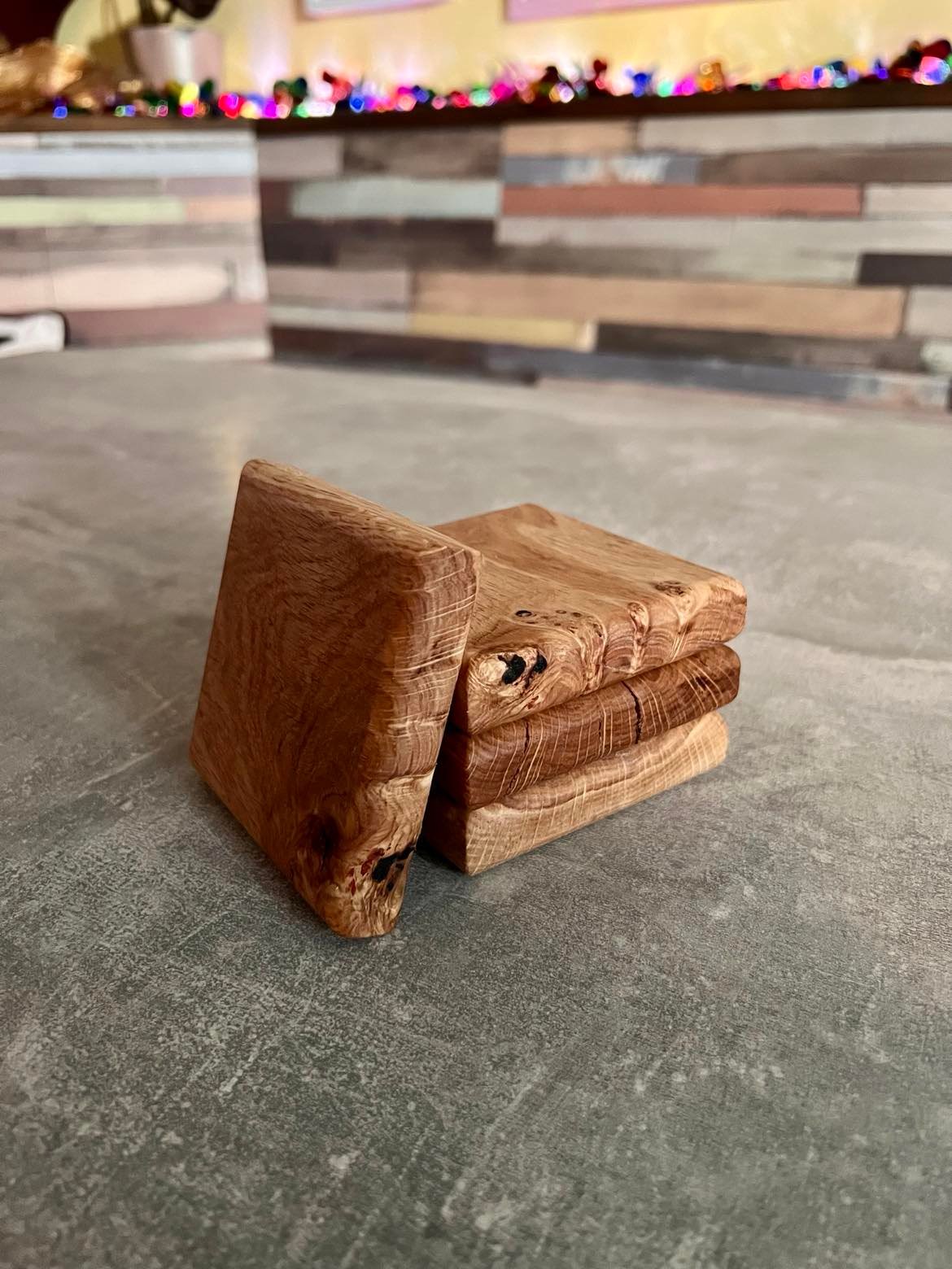 Chunky Solid Oak Coasters x4