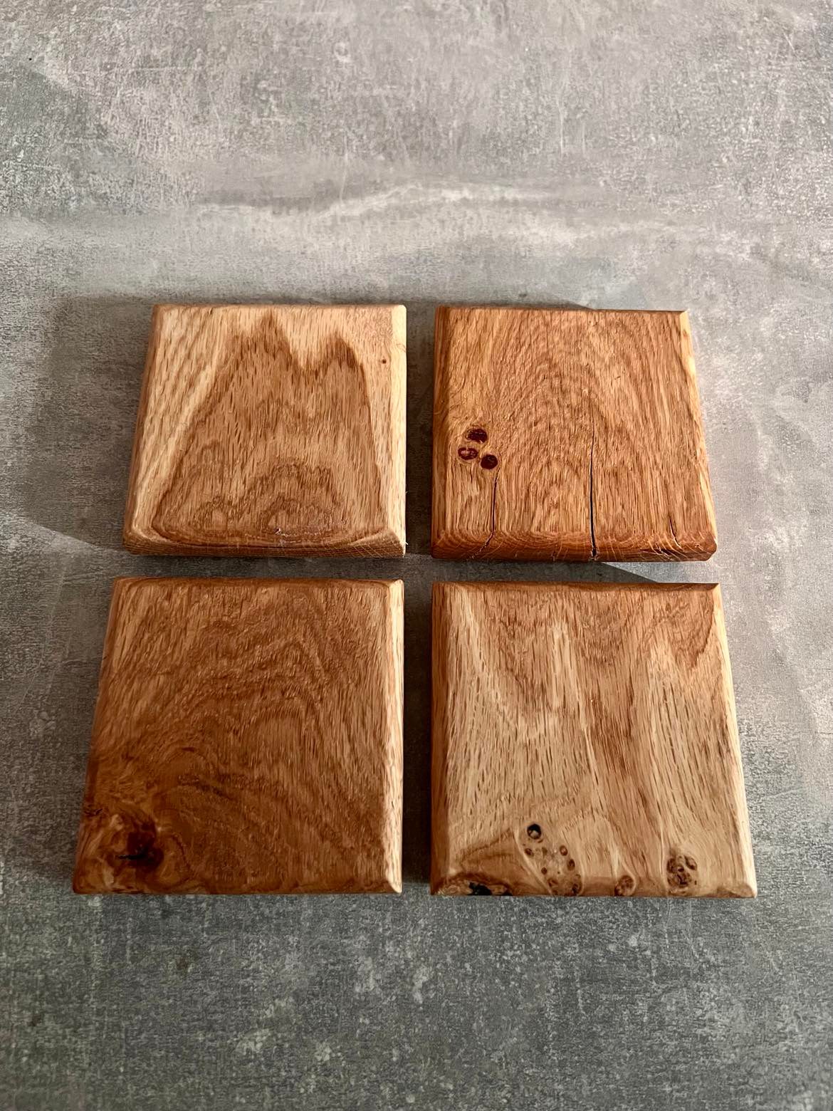 Chunky Solid Oak Coasters x4