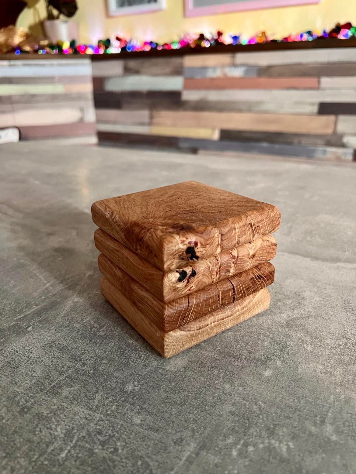 Chunky Solid Oak Coasters x4