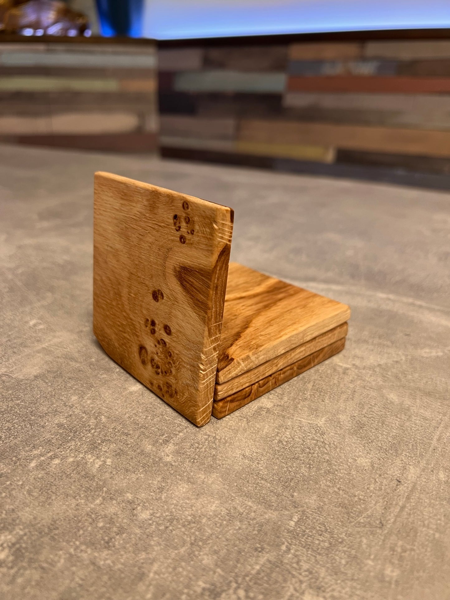 Solid Oak Slim Coasters x4