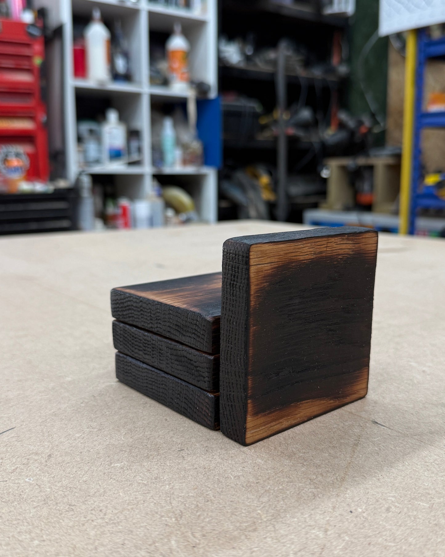Solid Oak Whiskey Style Coasters x4