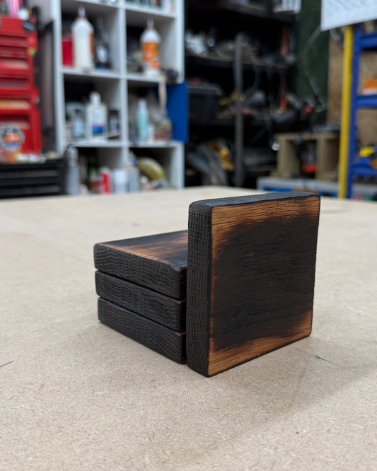 Solid Oak Whiskey Style Coasters x4
