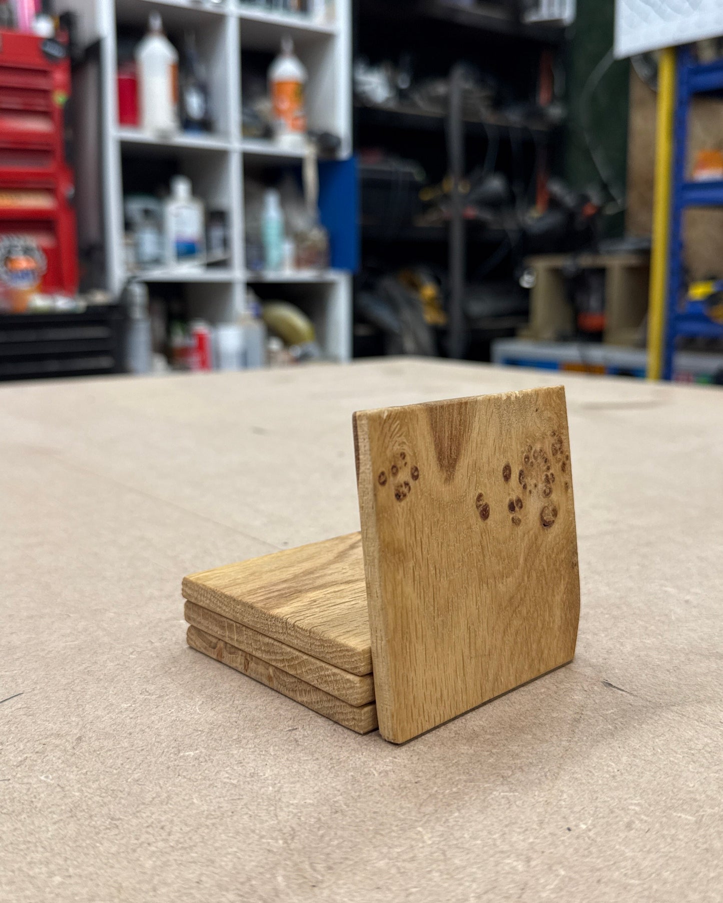 Solid Oak Slim Coasters x4