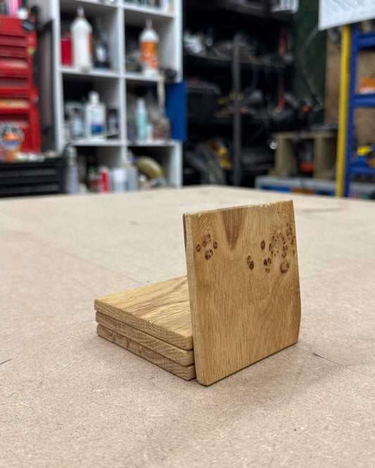 Solid Oak Slim Coasters x4