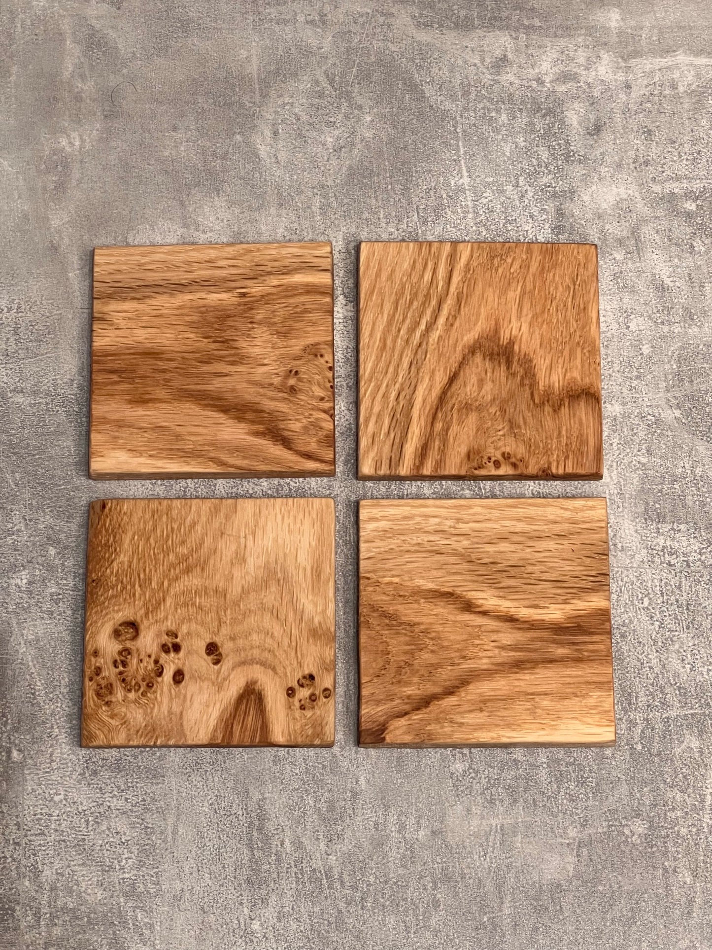 Solid Oak Slim Coasters x4